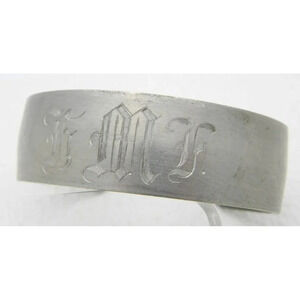 VTG B & M Pewter 5 Monogram Initial Cuff Bracelet